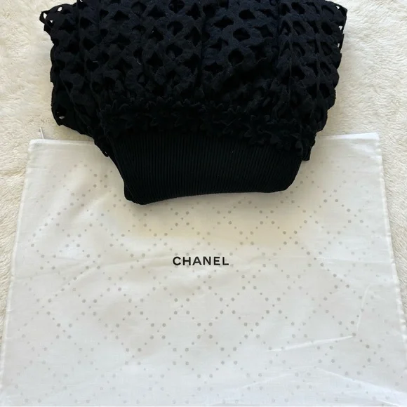 CHANEL black dress Cosmopolite Paneled Knit size 46FR or XL Authentic 5800$